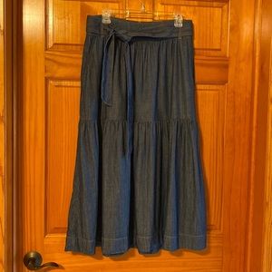 Boden tiered denim skirt